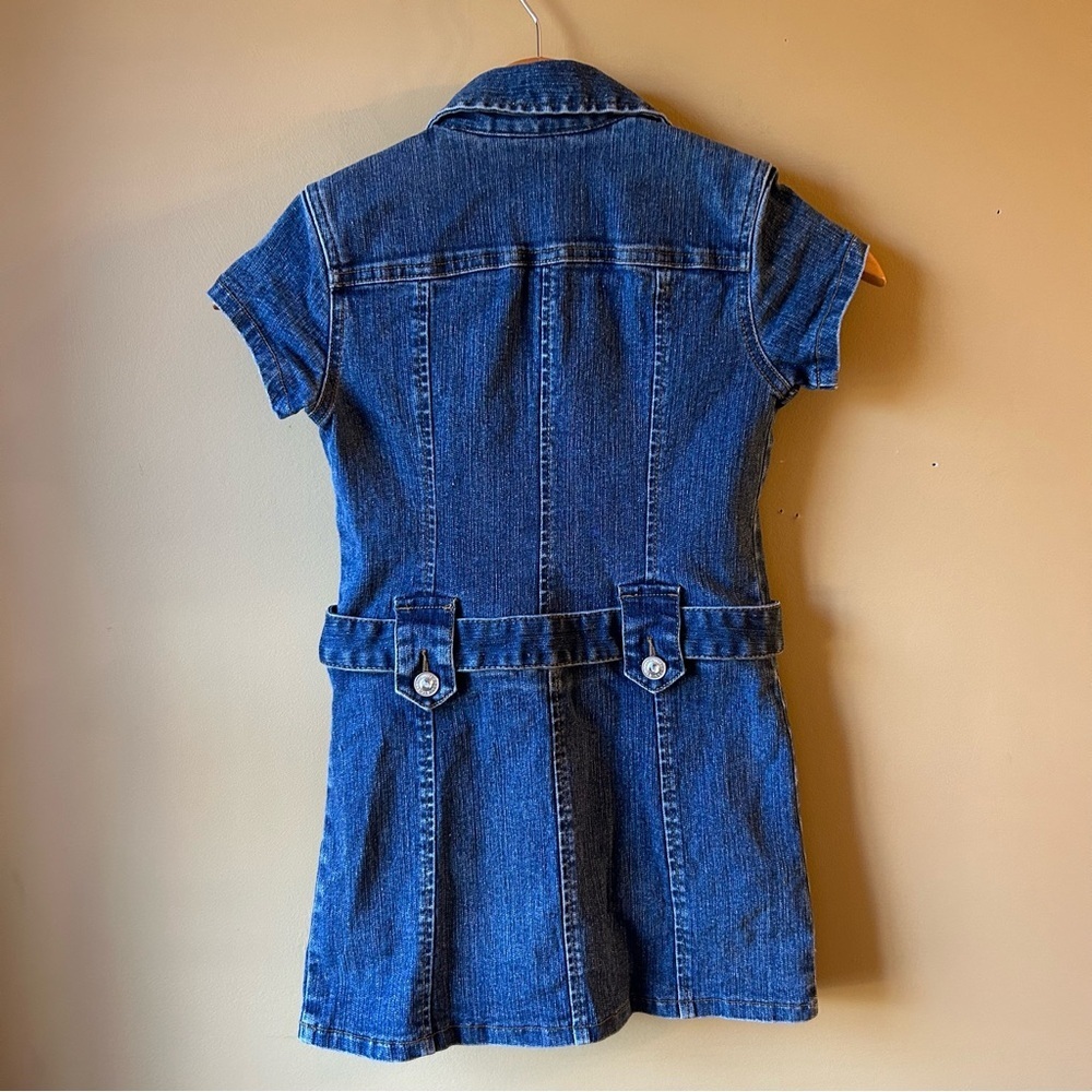 Limited Too Y2K Girls Denim Dress Short Sleeve Size 7 Zip Front Jean Belted - Picture 7 of 12